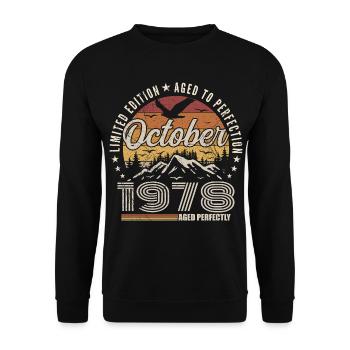 Oktober 1978 Geburtstagsgeschenk - Oktober 1978 - Unisex Pullover - Schwarz - Vorne - Alina (178cm) & Michal (187cm)