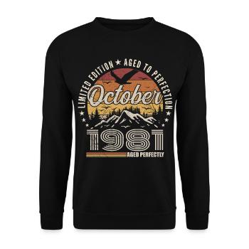 October 1981 Birthday Gift - October 1981 - Unisex Sweatshirt - black - Front - Alina (178cm) & Michal (187cm)