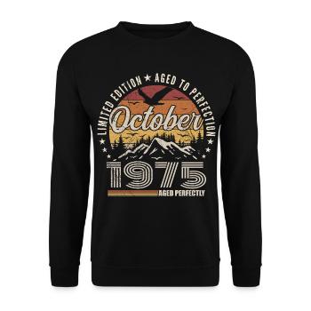 Oktober 1975 Geburtstagsgeschenk - Oktober 1975 - Unisex Pullover - Schwarz - Vorne - Alina (178cm) & Michal (187cm)