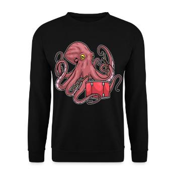 Octopus Musician Drum Music - Unisex Sweatshirt - black - Front - Alina (178cm) & Michal (187cm)