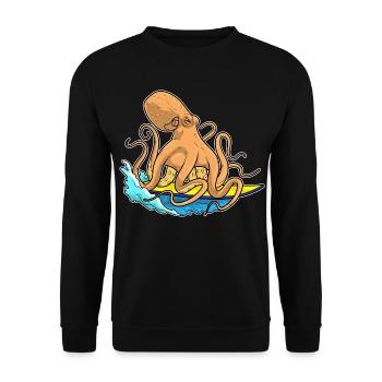 Krake Surfen Surfbrett Sommer - Unisex Pullover - Schwarz - Vorne - Alina (178cm) & Michal (187cm)