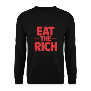 Eat the Rich - Lustiges Sozialismus-Design - Unisex Pullover - Schwarz - Vorne - Alina (178cm) & Michal (187cm)