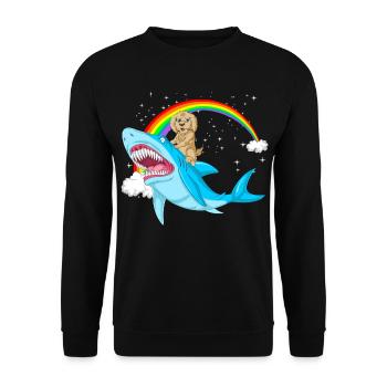 Doodle doré fantaisiste et requin mythique - Sweat-shirt Unisexe - noir - Devant - Alina (178cm) & Michal (187cm)