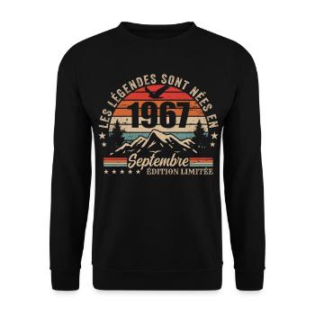 Legendary since September 1967 | September 1967 - Unisex Sweatshirt - black - Front - Alina (178cm) & Michal (187cm)