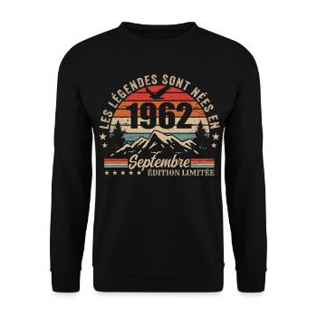 Legendär seit September 1962 | September 1962 - Unisex Pullover - Schwarz - Vorne - Alina (178cm) & Michal (187cm)