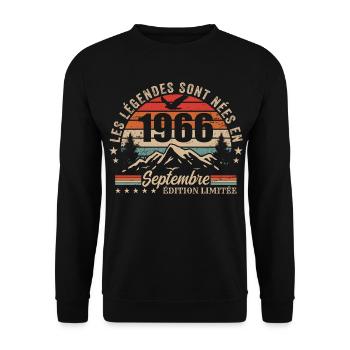 Legendary since September 1966 | September 1966 - Unisex Sweatshirt - black - Front - Alina (178cm) & Michal (187cm)