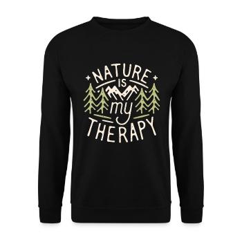 La nature est ma thérapie drôle randonnée camping montagne - Sweat-shirt Unisexe - noir - Devant - Alina (178cm) & Michal (187cm)