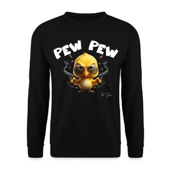 Rebel chick in Sunglasses PEW PEW MADAFAKAS - Unisex Sweatshirt - black - Front - Alina (178cm) & Michal (187cm)