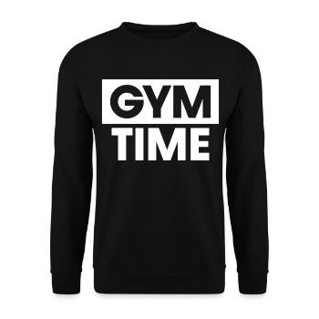 Zeit im Fitnessstudio - Unisex Pullover - Schwarz - Vorne - Alina (178cm) & Michal (187cm)