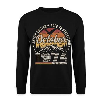 October 1974 Birthday Gift - October 1974 - Unisex Sweatshirt - black - Front - Alina (178cm) & Michal (187cm)