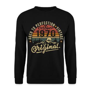 1970 Geboren im oktober 1970 Jahrgang oktober 1970 - Unisex Pullover - Schwarz - Vorne - Alina (178cm) & Michal (187cm)