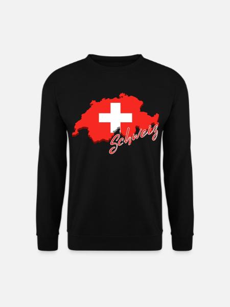 Karte der Schweiz, Flagge der Schweiz - Unisex Pullover - Schwarz