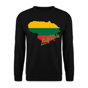 Karte von Litauen, Flagge Litauens - Unisex Pullover - Schwarz - Vorne - Alina (178cm) & Michal (187cm)