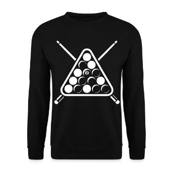 Eight Ball, Billard Rack, Billard Spieler Geschenk - Unisex Pullover - Schwarz - Vorne - Alina (178cm) & Michal (187cm)