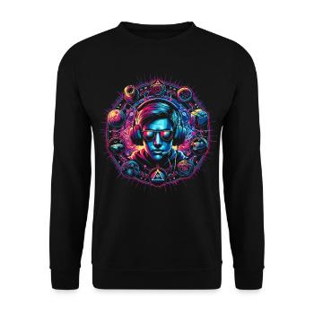 Neon Cyber Gaming Salbei Design - Unisex Pullover - Schwarz - Vorne - Alina (178cm) & Michal (187cm)