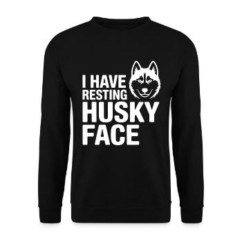 Ruhendes Husky-Gesicht Lustiges Hundezitat - Unisex Pullover - Schwarz - Vorne - Alina (178cm) & Michal (187cm)