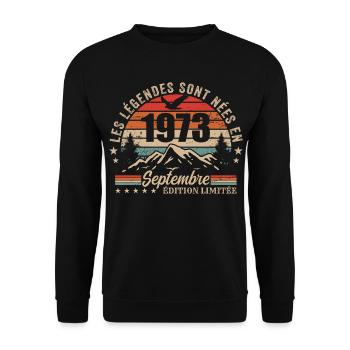 légendaire depuis septembre 1973 | septembre 1973 - Sweat-shirt Unisexe - noir - Devant - Alina (178cm) & Michal (187cm)