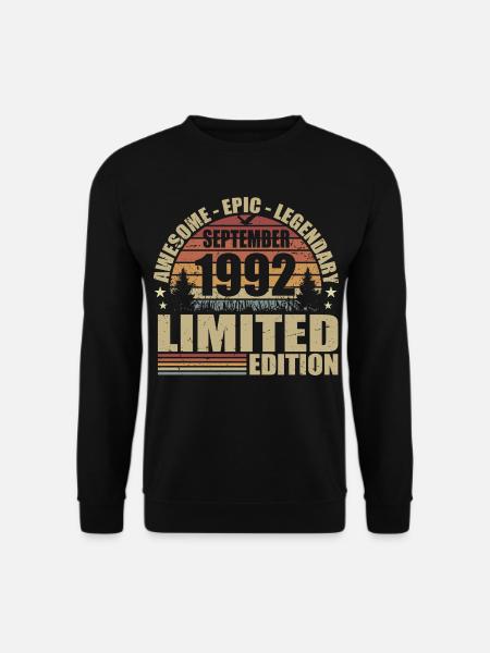 1992 septembre 1992 Anniversaire septembre 1992 - Sweat-shirt Unisexe - noir