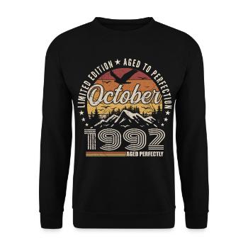 Octobre 1992 Cadeau Anniversaire - Octobre 1992 - Sweat-shirt Unisexe - noir - Devant - Alina (178cm) & Michal (187cm)
