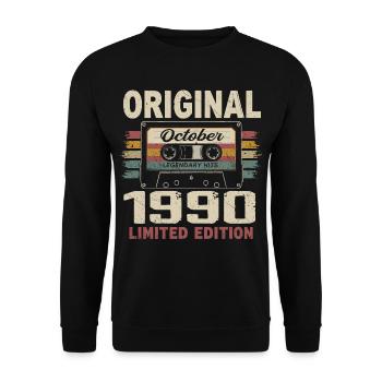 Né en Octobre 1990 | Cadeau Vintage Octobre 1990 - Sweat-shirt Unisexe - noir - Devant - Alina (178cm) & Michal (187cm)