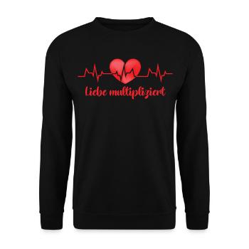 Expectant mother LOVE MULTIPLIES Funny - Unisex Sweatshirt - black - Front - Alina (178cm) & Michal (187cm)