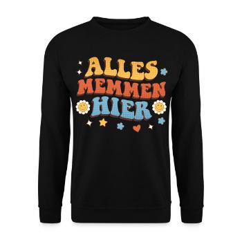 Malle ALLES MEMMEN HIER Retro Lustig - Sweat-shirt Unisexe - noir - Devant - Alina (178cm) & Michal (187cm)