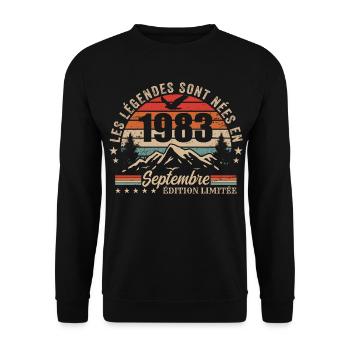 légendaire depuis septembre 1983 | septembre 1983 - Sweat-shirt Unisexe - noir - Devant - Alina (178cm) & Michal (187cm)