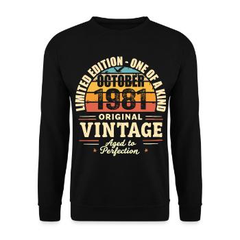 Retro Oktober 1981 - Geburtstag Oktober 1981 - Unisex Pullover - Schwarz - Vorne - Alina (178cm) & Michal (187cm)