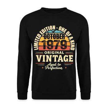 Retro October 1979 - birthday october 1979 - Unisex Sweatshirt - black - Front - Alina (178cm) & Michal (187cm)