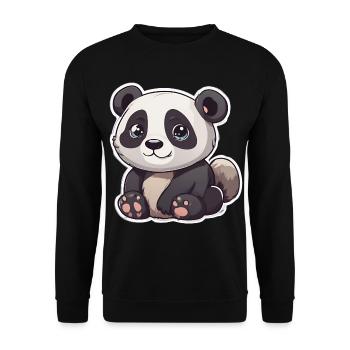 Cute panda with big eyes - Unisex Sweatshirt - black - Front - Alina (178cm) & Michal (187cm)