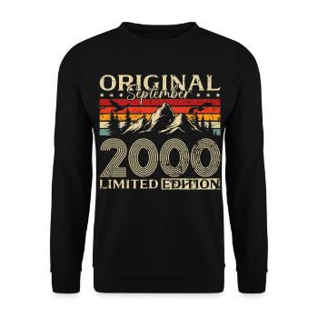 25ème Anniversaire Millésime Septembre Millésime 2000 - Sweat-shirt Unisexe - noir - Devant - Alina (178cm) & Michal (187cm)
