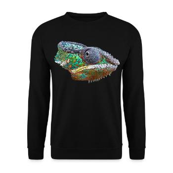 Colorful Chameleon Illustration - Unisex Sweatshirt - black - Front - Alina (178cm) & Michal (187cm)