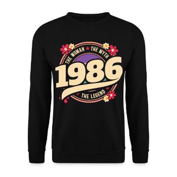 1986 Légende 40 Ans Anniversaire Femme - Sweat-shirt Unisexe - noir - Devant - Alina (178cm) & Michal (187cm)