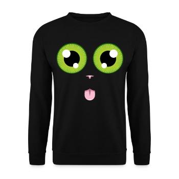 Le chat tire la langue - Sweat-shirt Unisexe - noir - Devant - Alina (178cm) & Michal (187cm)