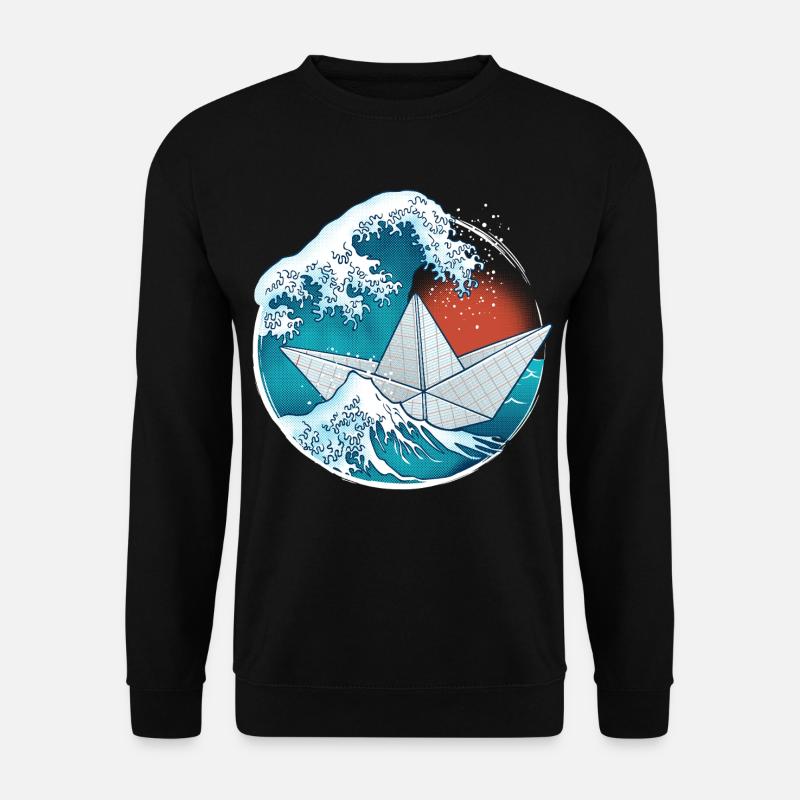 Papierboot im Origami-Stil - Unisex Pullover - Schwarz