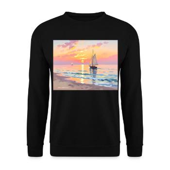Nautical Sunset on the Beach - Unisex Sweatshirt - black - Front - Alina (178cm) & Michal (187cm)