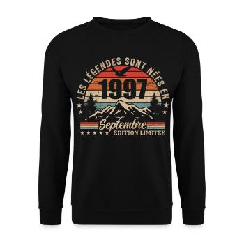 Legendär seit September 1997 | September 1997 - Unisex Pullover - Schwarz - Vorne - Alina (178cm) & Michal (187cm)