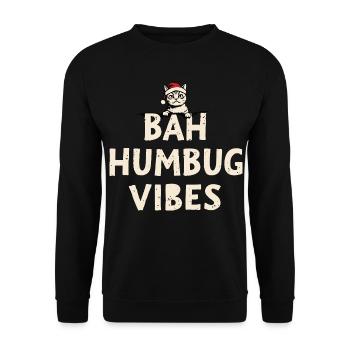 Bah Humbug Vibes Chat Père Noël - Sweat-shirt Unisexe - noir - Devant - Alina (178cm) & Michal (187cm)