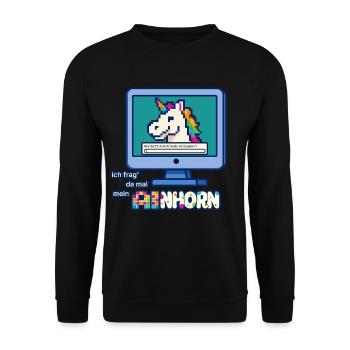 AInhorn aka Einhorn, KI und Pixel Art Humor - Unisex Pullover - Schwarz - Vorne - Alina (178cm) & Michal (187cm)
