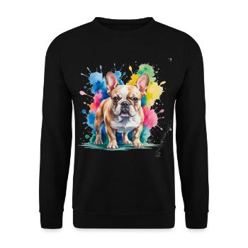 Chemise aquarelle bouledogue français coloré - Sweat-shirt Unisexe - noir - Devant - Alina (178cm) & Michal (187cm)