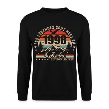 légendaire depuis septembre 1998 | septembre 1998 - Sweat-shirt Unisexe - noir - Devant - Alina (178cm) & Michal (187cm)