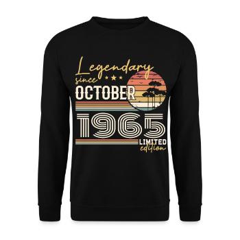 October 1965 Gift - Awesome Since October 1965 - Unisex Sweatshirt - black - Front - Alina (178cm) & Michal (187cm)