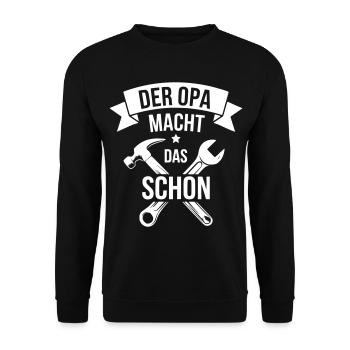 Opa Geschenkidee Bastler reparieren Handwerker  - Unisex Pullover - Schwarz - Vorne - Alina (178cm) & Michal (187cm)