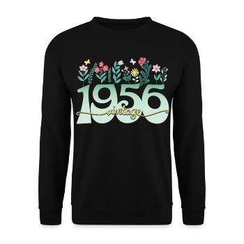 1956 Flowers 70 Years Anniversary Woman - Unisex Sweatshirt - black - Front - Alina (178cm) & Michal (187cm)