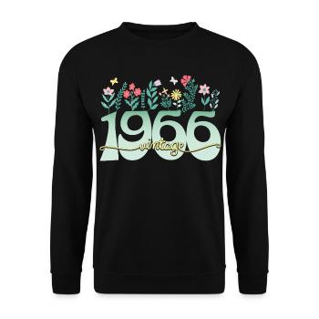 1966 Fleurs 60 Ans Anniversaire Femme - Sweat-shirt Unisexe - noir - Devant - Alina (178cm) & Michal (187cm)
