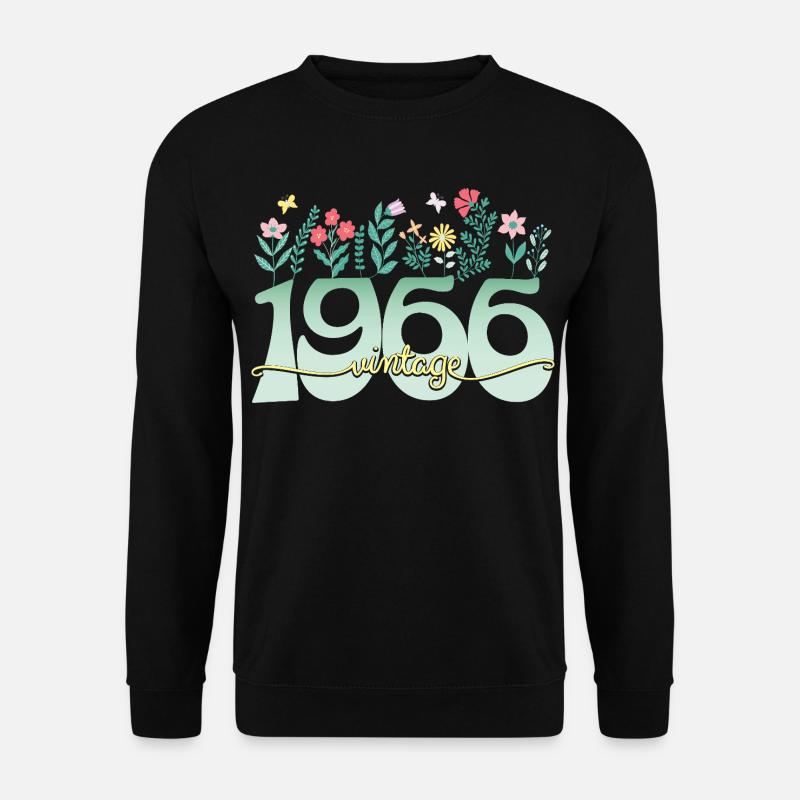 1966 Blumen 60 Jahre Jubiläum Frau - Unisex Pullover - Schwarz