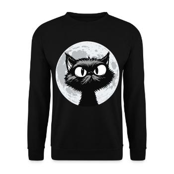 Mondkatze Mitternacht - Unisex Pullover - Schwarz - Vorne - Alina (178cm) & Michal (187cm)