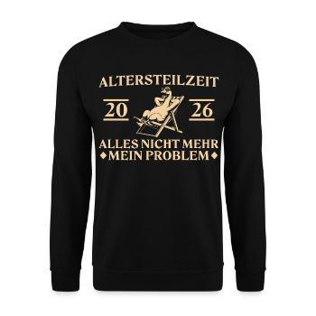 Partial retirement 2026 - goose in a deck chair - Unisex Sweatshirt - black - Front - Alina (178cm) & Michal (187cm)