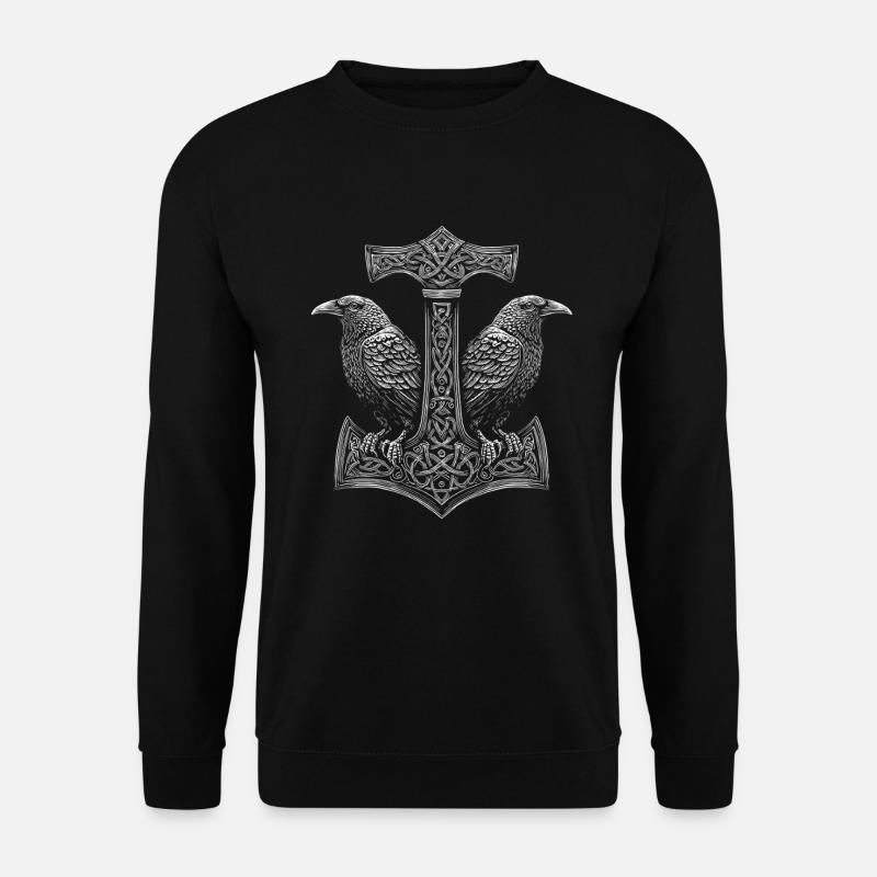 Nordische Odins Raben Thors Hammer - Unisex Pullover - Schwarz