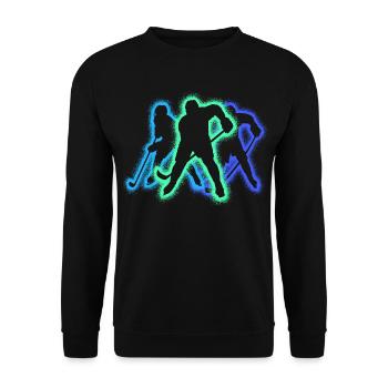 Eishockey Silhouette Jungen Eishockeyspieler - Unisex Sweatshirt - black - Front - Alina (178cm) & Michal (187cm)